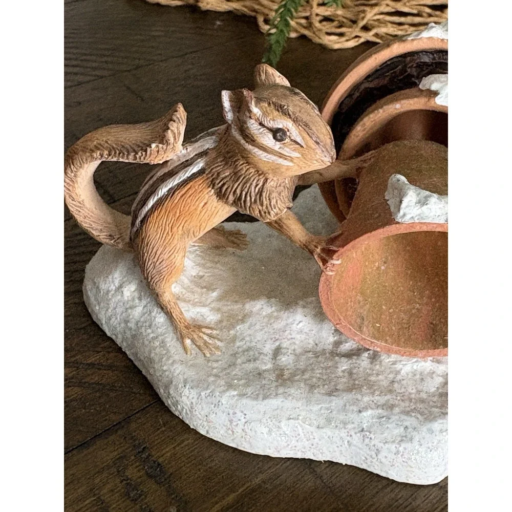 Vtg‎ Hallmark Sketchbook Marjolein Bastin Candle Holder Holiday Rabbit Chipmunk